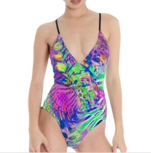 WET Swimwear Isla De Ibiza Elsa One-Piece Swimsuit In Neon Multicolor Size Med